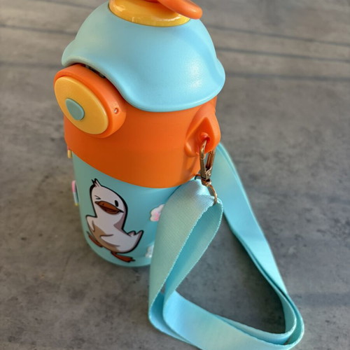 Kids Water Bottle with Straw and Shoulder Strap new