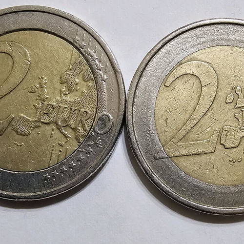 Coins 2 used two-euro with errors