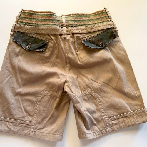 Pinko shorts bermuda new, beige with green stripe, 100% cotton, size S