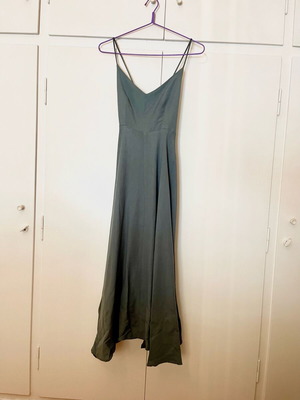 Zara petrol midi dress like new, linen with crisscross straps