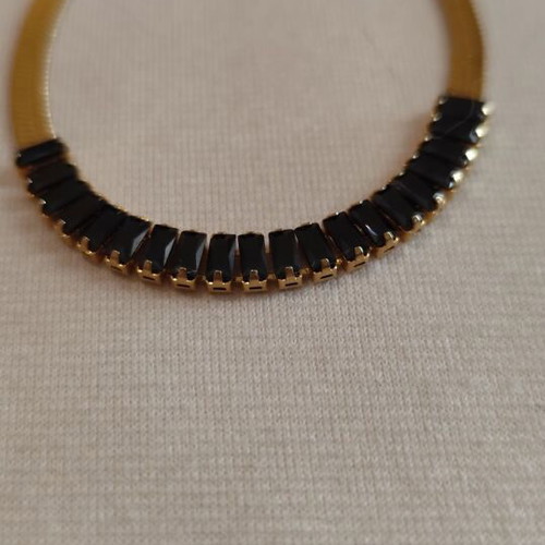 Gold Bracelet with Black Zircons like new