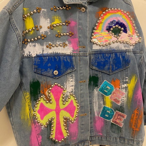 Jacket with embroidered rhinestones like new