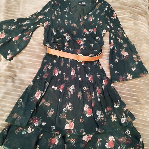 Nadia Chalimou Small dress dark green floral like new