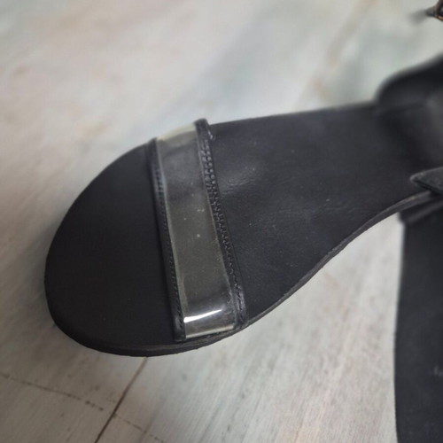 Leather black flat sandals with transparency size 40 new