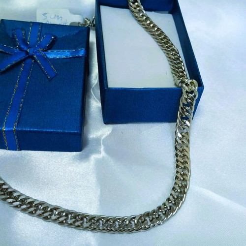 Steel chain dense weave 50cm new, silver
