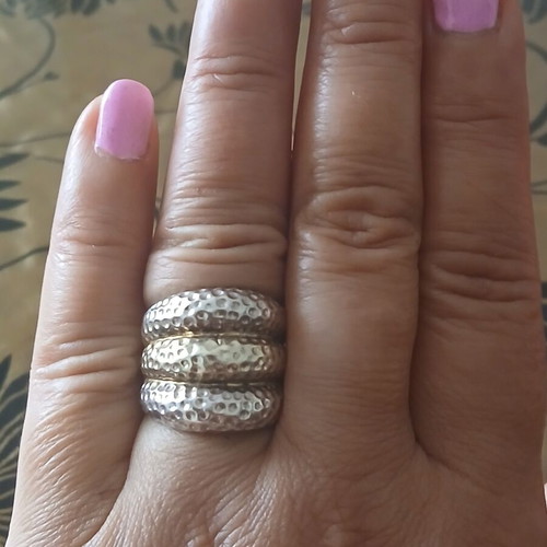Hammered gold-plated silver 950 ring 15 g, size 17 mm like new