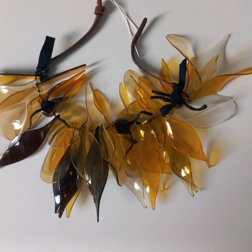 Marni necklace like new, yellow and brown plexiglas