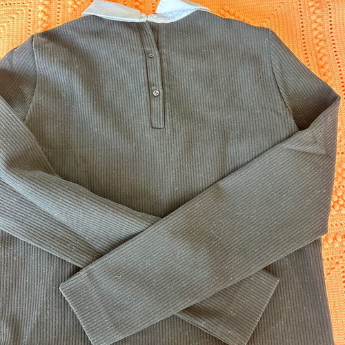 Zara blouse with shirt collar like new, black and white