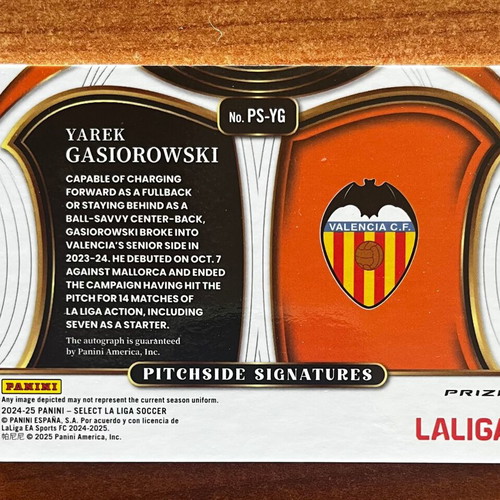 2024-25 Select La Liga Yarek Gasiorowski PS-YG Pitchside Sigs Auto new