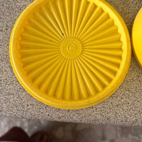 Tupperware container vintage plastic yellow used