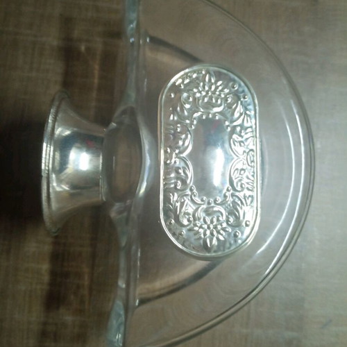 Vintage napkin holder like new, crystal with silver details