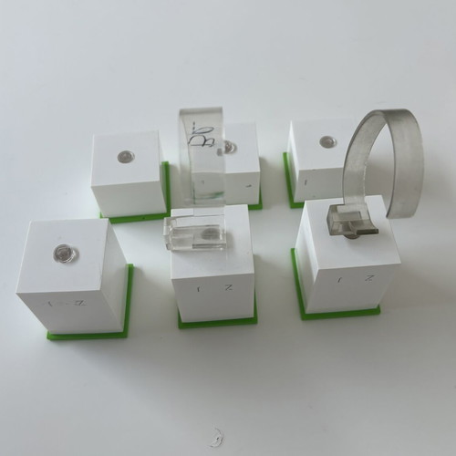 Watch display stands used, pack of 6 with green base
