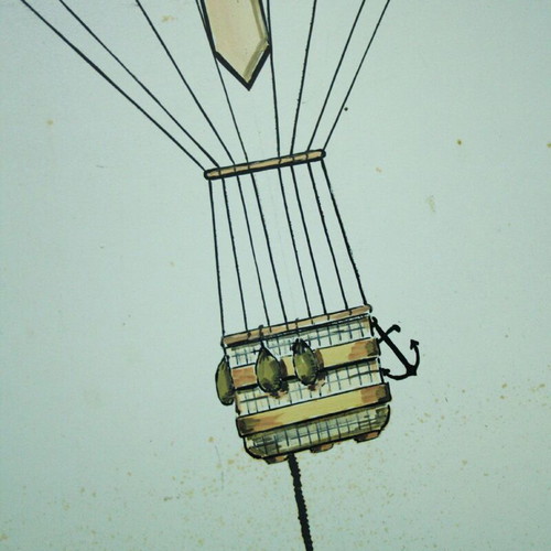 Sfairiko Aerostato painted educational vintage wall art used 61x41cm