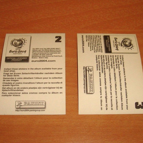 Αυτοκόλλητα Panini Euro 2004 ασημένια με μασκότ σαν καινούργια, σετ 2