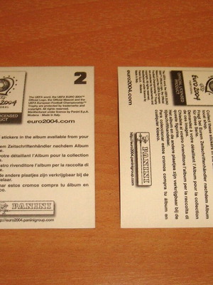 Αυτοκόλλητα Panini Euro 2004 ασημένια με μασκότ σαν καινούργια, σετ 2