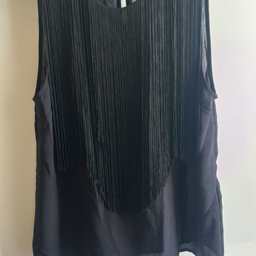 Black sleeveless blouse with fringes H&M like new, size 42