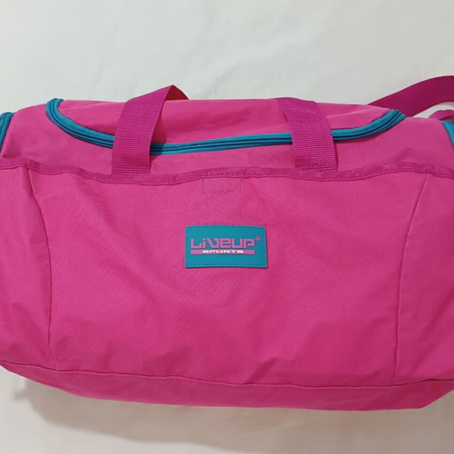 LiveUp Sports gym bag, fuchsia with turquoise details