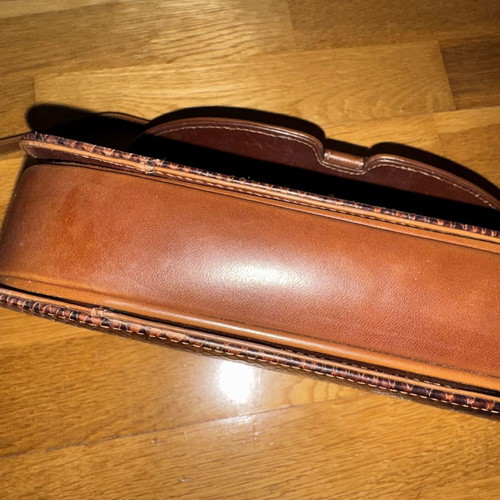 Goya leather shoulder bag brown snake effect like new