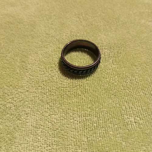 Men's modern ring used, steel with blue chain detail