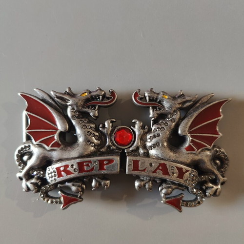 Replay Vintage Dragon Belt Buckle like new, silver, adjustable