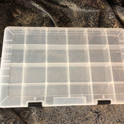 Transparent plastic organizer new with 24 compartments 35x22x5 cm
