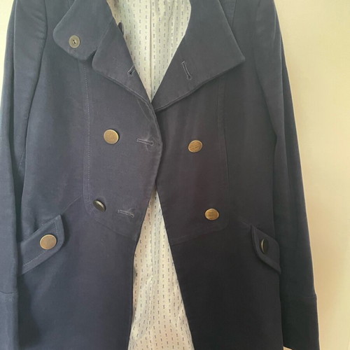 Blue velvet-type coat used, size M