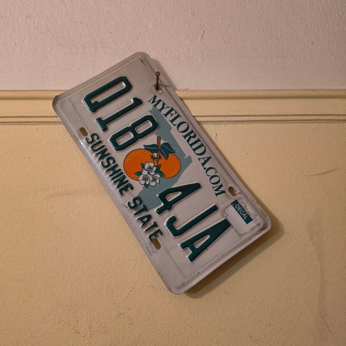 Vintage metal USA license plate used, original American