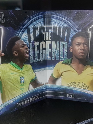 Pele and Vinicius Jr. Panini World Cup 2026 Kayou Legacy sticker in perfect condition