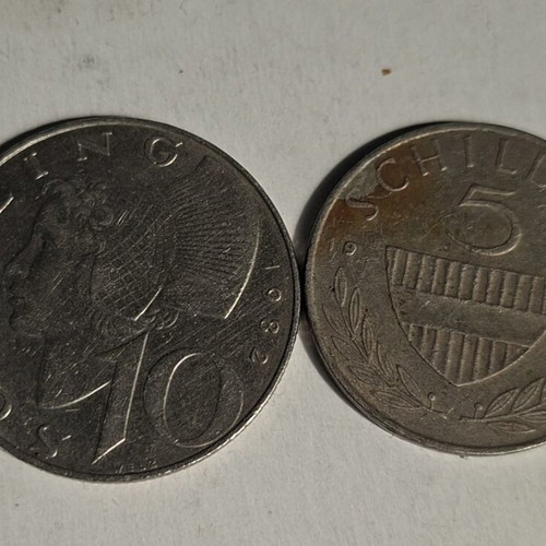 Lot of 2 Austrian coins used