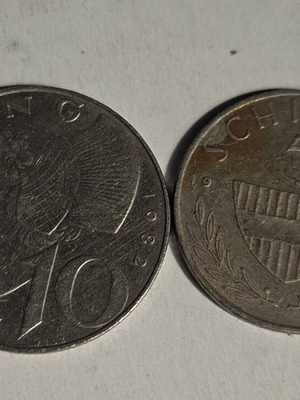 Lot of 2 Austrian coins used