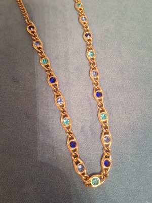Necklace chain new, gold color with stones