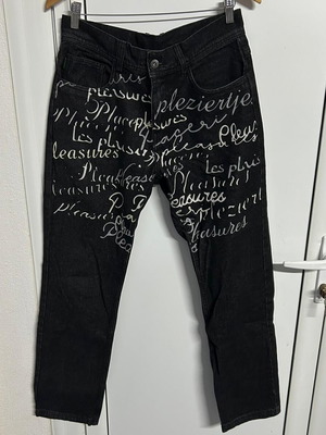 Men's Pleasures black and white jeans like new with unique design