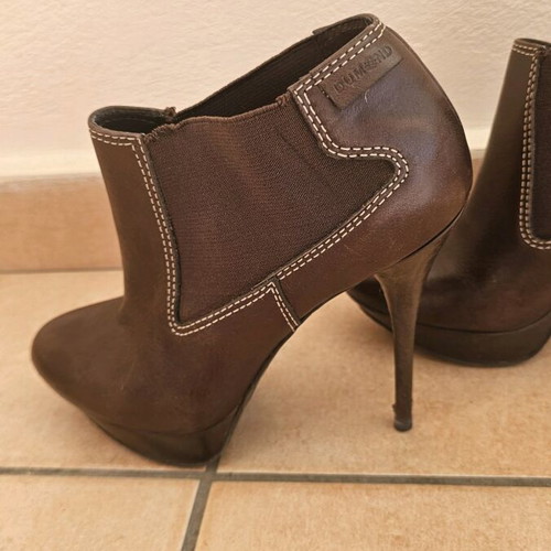 Dumond leather ankle boots used, stiletto heel, brown, size 37