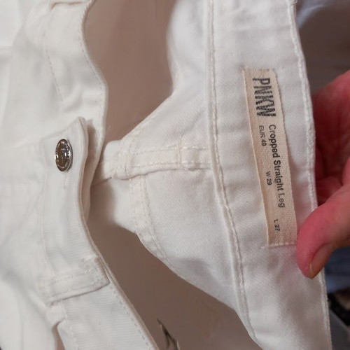Pink Woman white denim women's pants new, size 40