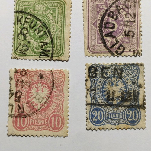German Empire 1875 stamps set of 4 with clear postmarks