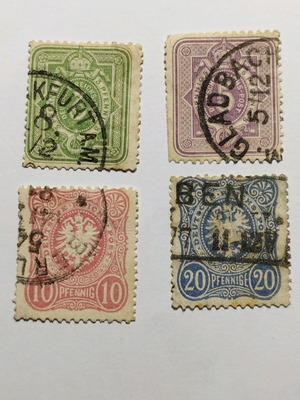 German Empire 1875 stamps set of 4 with clear postmarks