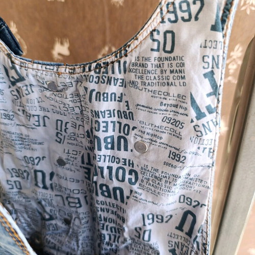 Denim salopette size S like new with buttons, shorts style
