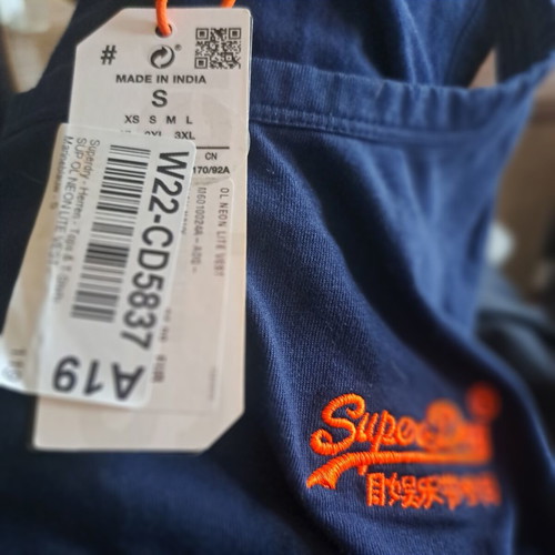 Superdry men's tank top new, dark blue, size S