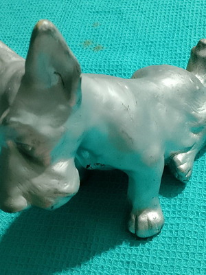 Decorative dog figurine used, plaster
