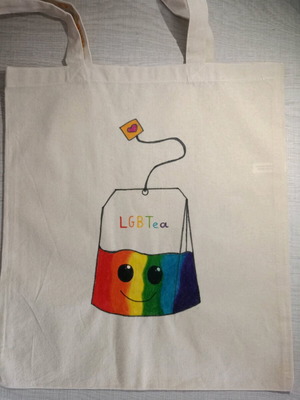 Tote bag hand-painted beige shoulder new