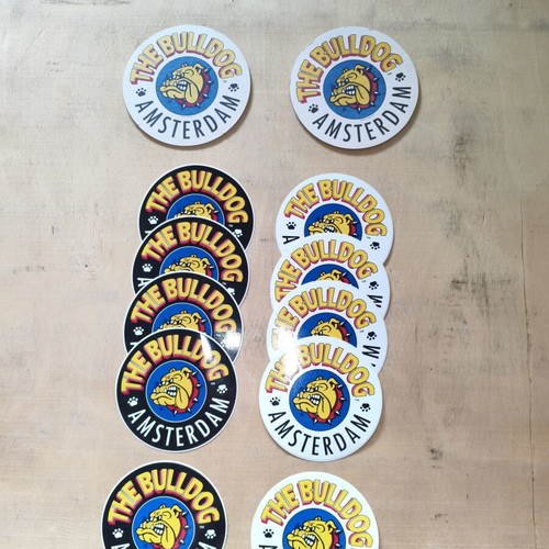 The Bulldog Amsterdam sticker set 10 pieces and 2 coasters new