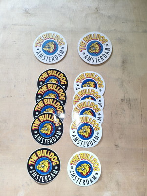 The Bulldog Amsterdam sticker set 10 pieces and 2 coasters new