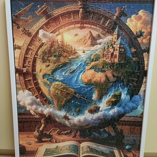 Puzzle 1000 pieces like new, 50×70 cm, white wooden frame