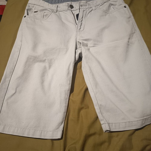 Men's slim fit bermuda shorts LC Waikiki, light gray, size 28 with belt