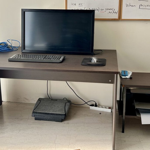 Desk with auxiliary table used, dark brown wenge color