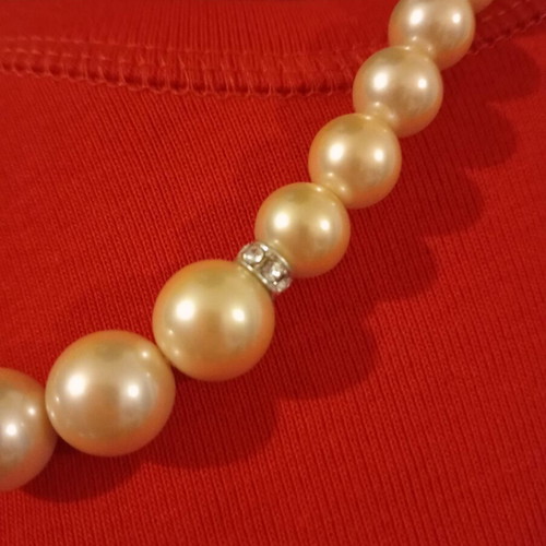 Marks & Spencer Faux Pearl Necklace new, beige and silver
