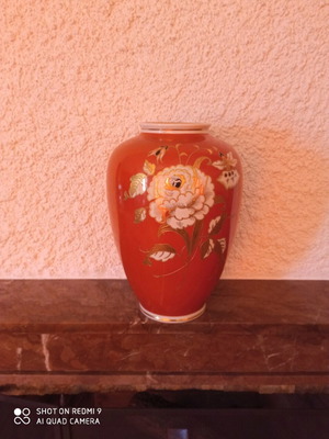Hand-painted vase used, large porcelain or ceramic