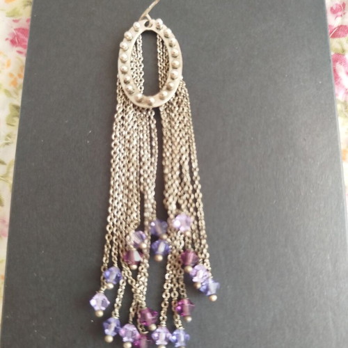 Hot Diamonds long dangling earrings with purple stones like new