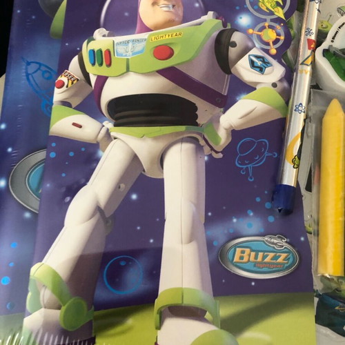 Toy Story 2 Buzz Lightyear set with sketchbook, notebook, crayons, pencil, eraser and stickers new vintage