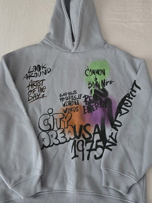 Zara Kids hoodie with graffiti designs, size 11-12 years